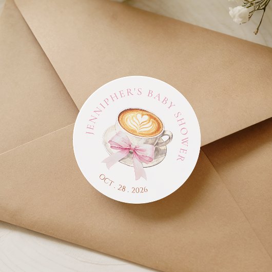 Coquette Coffee Baby Shower Sticker ラウンドシール