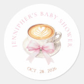 Coquette Coffee Baby Shower Sticker ラウンドシール (正面)