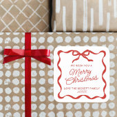 Coquette Curvy Ribbon & Bow Retro Merry Christmas スクエアシール
