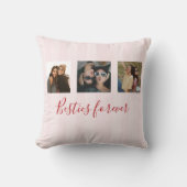 coquette Custom Besties Photos Collage Pink Stripe クッション (正面)