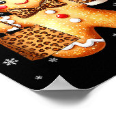 Coquette Cute Gingerbread Leopard Bow Christmas Gi ポスター (角)