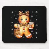 Coquette Cute Gingerbread Leopard Bow Christmas Gi マウスパッド (正面)