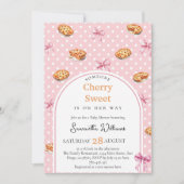 Coquette Cutie Pie Sweet Pink Bow Baby Shower 招待状 (正面)