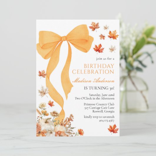 Coquette Fall Birthday Invitation 招待状 (スタンド正面)