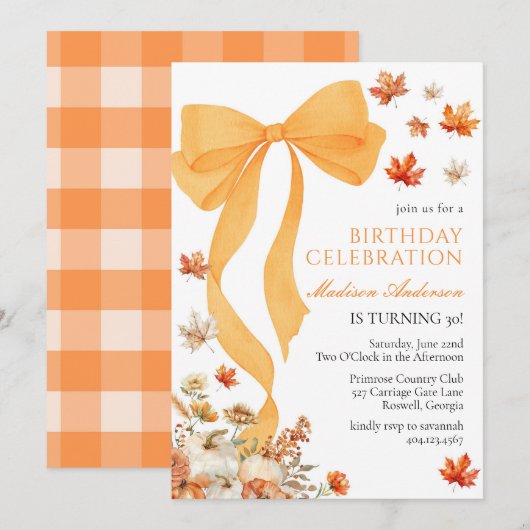 Coquette Fall Birthday Invitation 招待状 (正面/裏面)