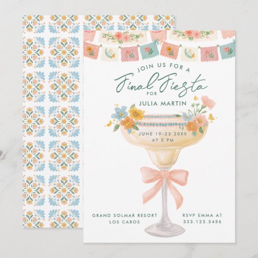 Coquette Final Fiesta Bachelorette 招待状 (正面/裏面)