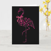 Coquette Flamingo Heart Cute Pink Valentine's Day  カード (黄色い花)