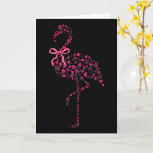 Coquette Flamingo Heart Cute Pink Valentine's Day カード (黄色い花)