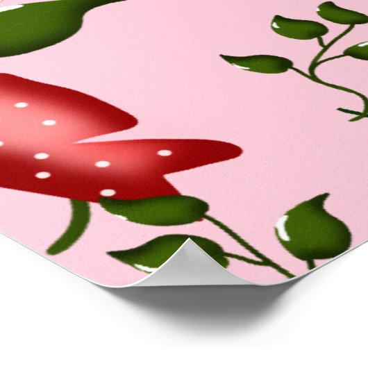  Coquette  floral Bow Pattern Wallpaper ポスター (角)