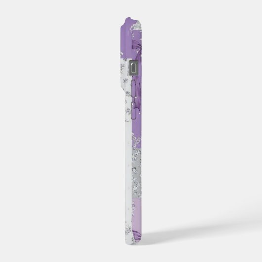 Coquette Floral Patchwork Quilt Spring Flowers Bow iPhoneケース (左側面)