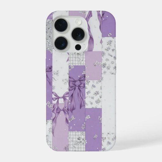 Coquette Floral Patchwork Quilt Spring Flowers Bow iPhoneケース (裏面)