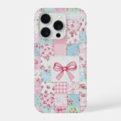 Coquette Floral Patchwork Quilt Spring Flowers Bow iPhoneケース (裏面)