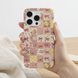 Coquette Floral Patchwork Quilt Spring Flowers Bow iPhone 15 Proケース