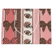 Coquette Football Bows Leopard Pattern (2) ラージペーパーバッグ (正面)