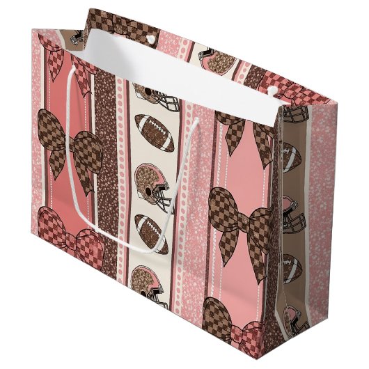 Coquette Football Bows Leopard Pattern (2) ラージペーパーバッグ (正面アングル)