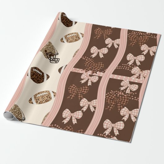 Coquette Football Bows Leopard Pattern (4) ラッピングペーパー (アンロールド)