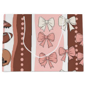 Coquette Football Bows Leopard Pattern (7) ラージペーパーバッグ (正面)