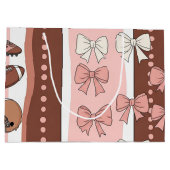 Coquette Football Bows Leopard Pattern (7) ラージペーパーバッグ (裏面)