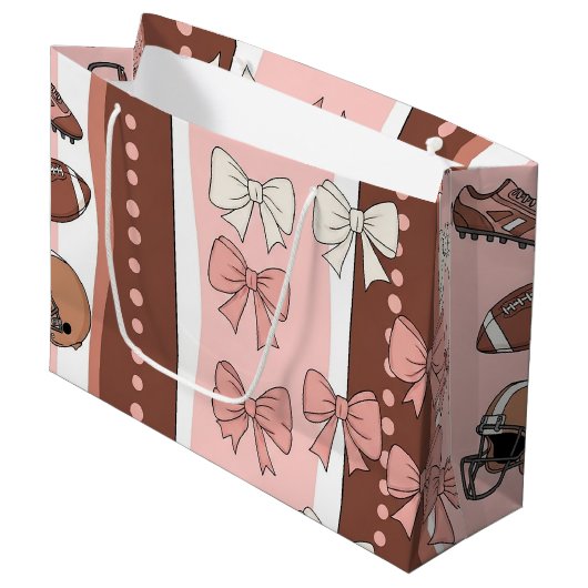 Coquette Football Bows Leopard Pattern (7) ラージペーパーバッグ (正面アングル)