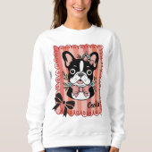 Coquette French Bulldog Pet Owner Hand Drawn Gift スウェットシャツ (正面)