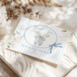 Coquette French Clothesline Baby Boy Shower サンキューカード