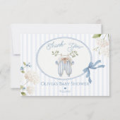 Coquette French Clothesline Baby Boy Shower サンキューカード (正面)