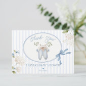 Coquette French Clothesline Baby Boy Shower サンキューカード (スタンド正面)