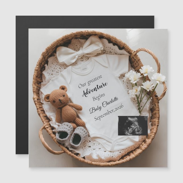 Coquette Gender Neutral Pregnancy Announcement  (正面/裏面)