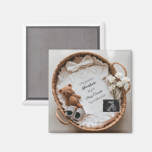 Coquette Gender Neutral Pregnancy Announcement マグネット (正面/裏面)