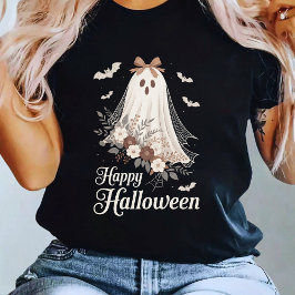 Coquette Ghost Halloween Flower Ghost Spooky Tシャツ