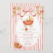 Coquette Gingham Apple of our Eye Baby Shower  招待状 (正面/裏面)