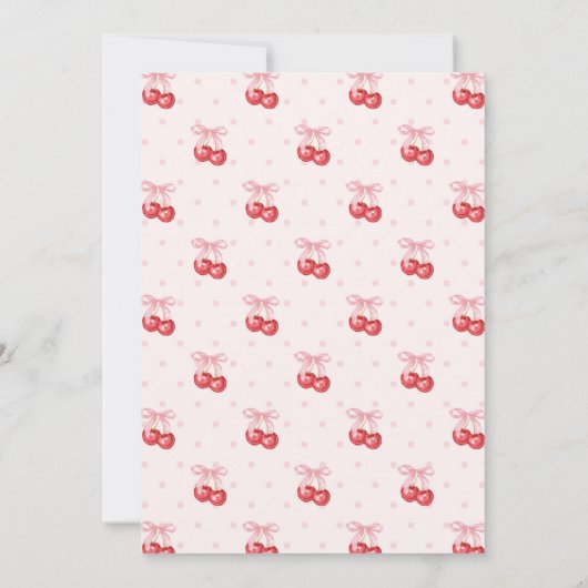 Coquette Gingham Cherry First 1st Birthday Party 招待状 (裏面)