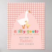 Coquette Gingham Silly Goose Baby Shower Welcome ポスター (正面)