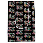 Coquette Glitter Christmas Tree Merry and Bright  ミディアムペーパーバッグ (裏面)