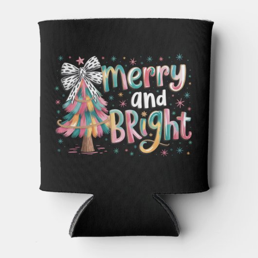 Coquette Glitter Christmas Tree Merry and Bright  缶クーラー (正面)