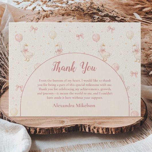 Coquette Goose 1st Birthday サンキューカード