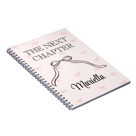 Coquette Graduate Personalized Pink Bow Diary ノートブック (右側)