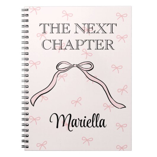 Coquette Graduate Personalized Pink Bow Diary ノートブック (正面)