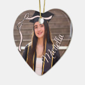 Coquette Graduate Pink Bow Graduation Class Year セラミックオーナメント (左)