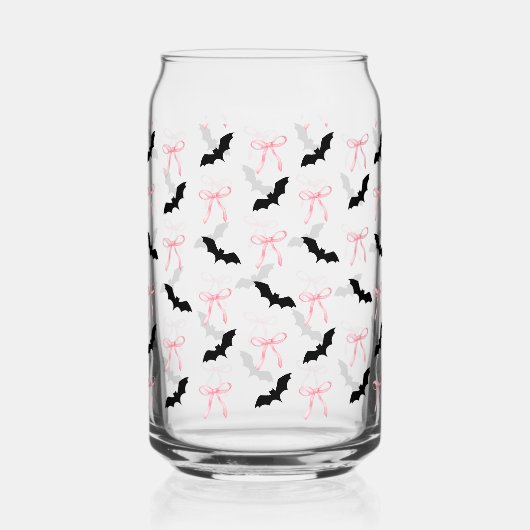 Coquette Halloween pink bows and bats ガラス缶 (正面)