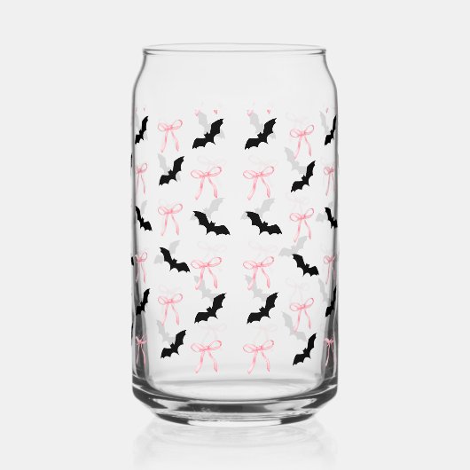 Coquette Halloween pink bows and bats ガラス缶 (右)