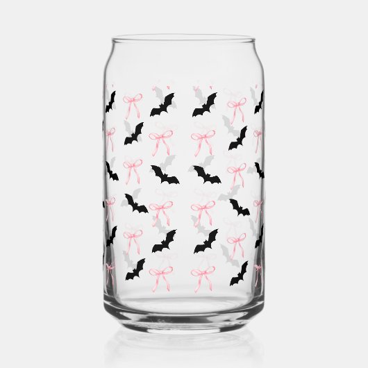 Coquette Halloween pink bows and bats ガラス缶 (左)
