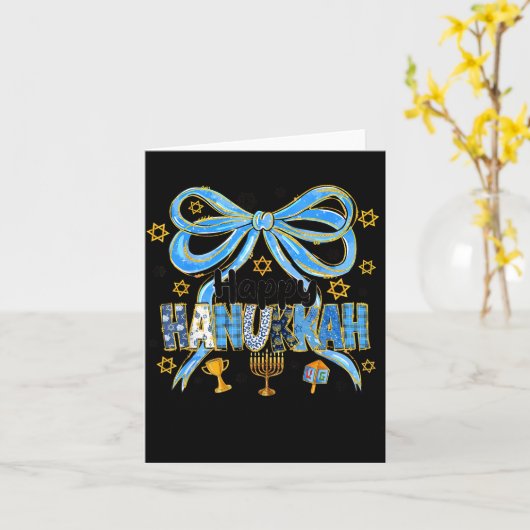 Coquette Hanukkah Bow Jewish Bow Menorah Bow Women カード (黄色い花)