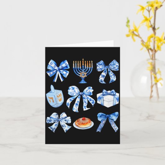 Coquette Hanukkah Bow Jewish Bow Menorah Bow Women カード (黄色い花)