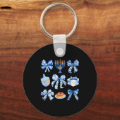 Coquette Hanukkah Bow Jewish Bow Menorah Bow Women キーホルダー (正面)