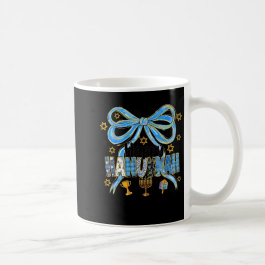 Coquette Hanukkah Bow Jewish Bow Menorah Bow Women コーヒーマグカップ (右)