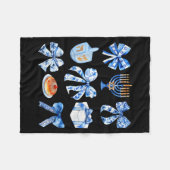Coquette Hanukkah Bow Jewish Bow Menorah Bow Women フリースブランケット (正面(横))