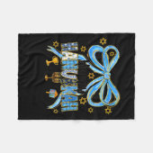 Coquette Hanukkah Bow Jewish Bow Menorah Bow Women フリースブランケット (正面(横))