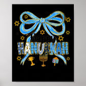 Coquette Hanukkah Bow Jewish Bow Menorah Bow Women ポスター (正面)