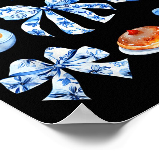 Coquette Hanukkah Bow Jewish Bow Menorah Bow Women ポスター (角)